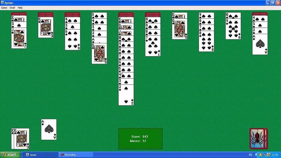 Microsoft Spider Solitaire screenshot