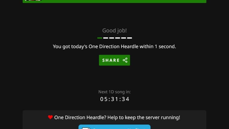 One Direction Heardle screenshot