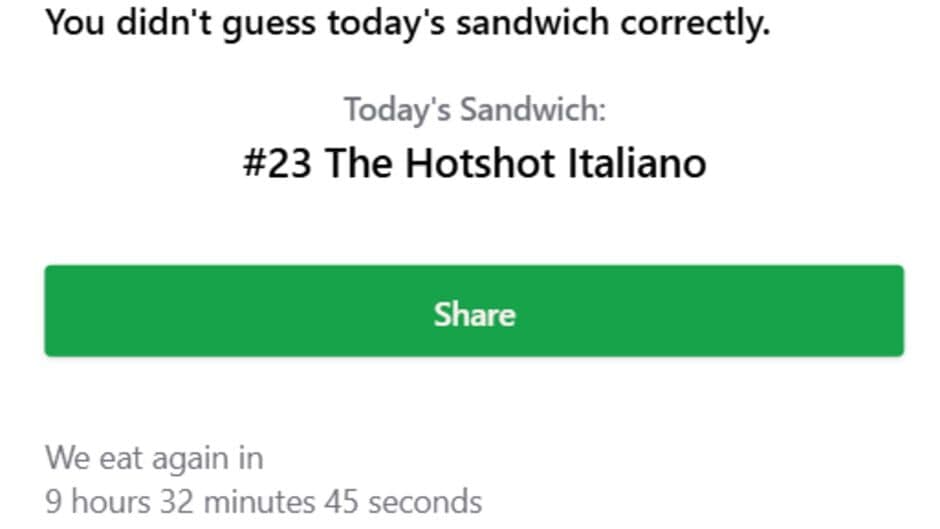 Subway Sandwichdle screenshot