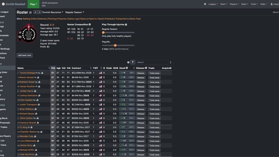 ZenGM Baseball screenshot